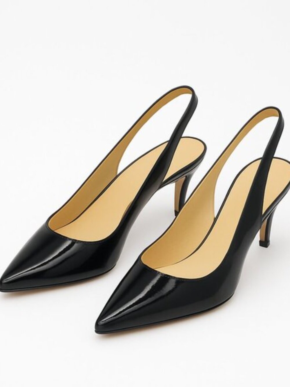 Expression Black Patent Slingback Pointed Toe Stiletto Pumps – Size 9